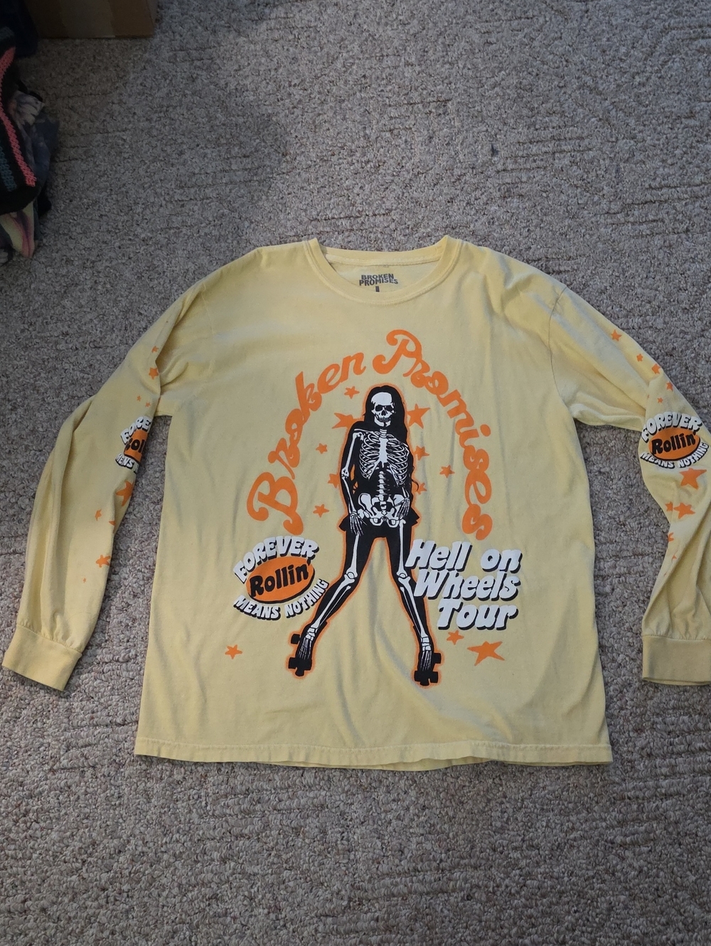 Broken Promises Yellow Long Sleeve Tee Unisex Large